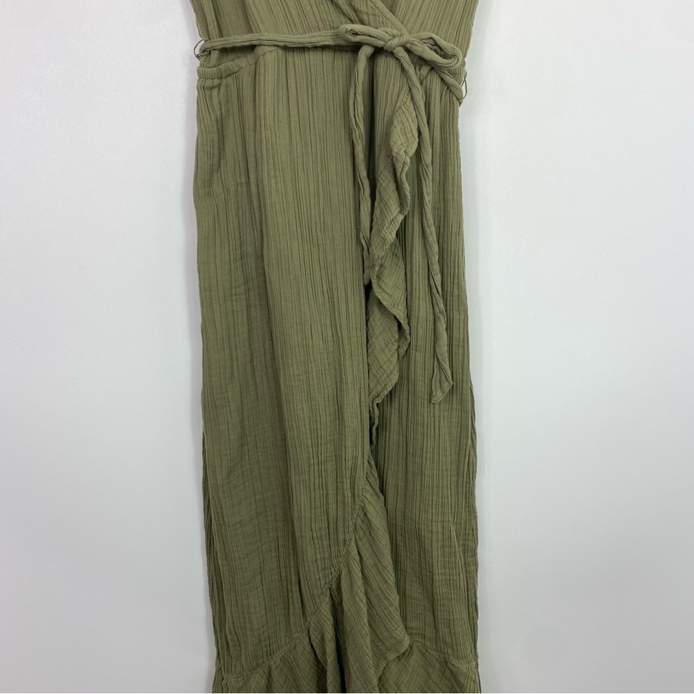 Aerie dress green wrap dress with waist tie adjustable - Picture 5 of 14